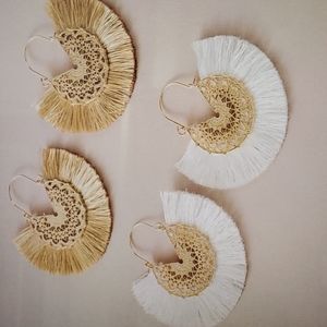 New  2 Pairs Tassel Danger Fan  Fringe Drop Earrings